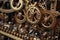 close-up of intricate steampunk gear mechanism