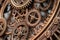 close-up of intricate steampunk gears interlocking