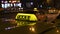 Close up of Istanbul taxi at night.