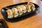 Close up Japanese dumplings- called Gyoza or Jiaozi in China, Gyoza with pork meat and vegetables