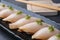 Close up Japanese nigiri made with escolar , butterfish or oilfish. healthy food with nutrition