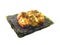 Close up japanese snack food close up of takoyaki on white background
