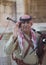 Close up of Jordanian military bagpipe player