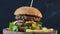 Close up of juicy burger