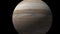 Close up of Jupiter isolated large planet in the space, rotating on its axis. Computer animation