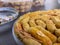 A close up of Kaasstengels, Kastengel or Cheesecake.  pastries that are usually served during Eid in Indonesia