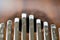 Close up Kalimba, African traditional wooden percussion music instrument