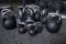 Close-up kettlebell sports equipment weight on the floor