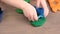 Close up of kids hands molding colorful childs play clay. Learning educational activities for children at home, in kindergarten. C