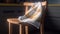 Close-up of kitchen chair with towel, napkin on spike against backdrop o kitchen interior. AI generated.