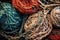 close-up of knots and texture in weathered fishing nets