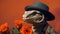 Close-up Komodo Dragon In Cowboy Hat: Neoclassicism Meets Immersive Art