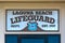 Close up of Laguna Beach Lifeguard sign