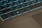 Close-up of laptop keyboard backlight, blue backlit keyboard