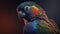 Close up of large colourful Parrot Macaw Close Up Portrait. generative ai