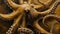 A close up of a large octopus with tentacles and eyes, AI