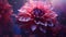 A close up of a large pink flower with water droplets, AI