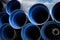 Close-up of large plastic corrugated pipes for water supply