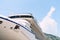 Close-up of a large white moored cruise liner on a jetty near the old town of Kotor in Montenegro.