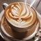 A close-up of a latte being poured, creating a captivating coffee art design1
