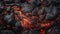 Close-up of a lava flow of volcano texture background. Magma textured molten rock surface banner for wallpaper