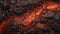 Close-up of a lava flow of volcano texture background. Magma textured molten rock surface banner for wallpaper