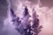 Close up lavender with scent perfume smoke , Generative Ai