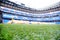 Close up of lawn with marking at empty football stadium