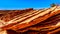 Close Up of the Layered Red Sandstone at the Horseshoe Bend viewpoint near Page, Arizona