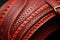 close-up of leather saddle stitching details