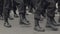 Close-up of the legs of the military, who march on the parade