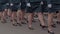 Close-up of the legs of the military, who march on the parade