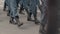 Close-up of the legs of the military, who march on the parade