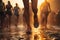 Close up on legs of a woman running on sunny morning after the rain. Runners legs on a sunrise