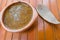 Close-up of lentil soup. Colombian cuisin