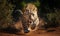 Close-up of a leopard stalking prey