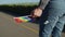 Close-up of lgbt pride flag fluttering in the wind