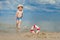 Close-up Of Lifebuoy on the beach on baby background. Safety on the water