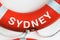 Close-up of lifebuoy with text Sydney