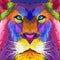 Close up lion face pop art portrait premium poster design