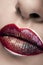Close up lips with fashion lipstick make up
