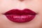 Close up lips with red lipstick