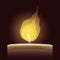 Close-up of lit candle flame over dark background, Vector illustration
