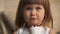 Close-up of a little girl expresses its disagreement