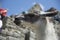 Close up of a llama pacing freely in Machu Picchu archaeological complex