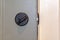 Close up of locked deadbolt latch on home door
