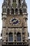 Close-up look of rathaus tower clock in Munich, Germany