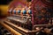 close-up of a loom machine weaving intricate patterns