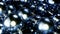 Close-up of lot of glittering Christmas balls. Stock footage. Background of many smooth shiny Christmas balls of blue