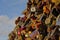 Close up of Love locks on Pont des arts bridge in Paris